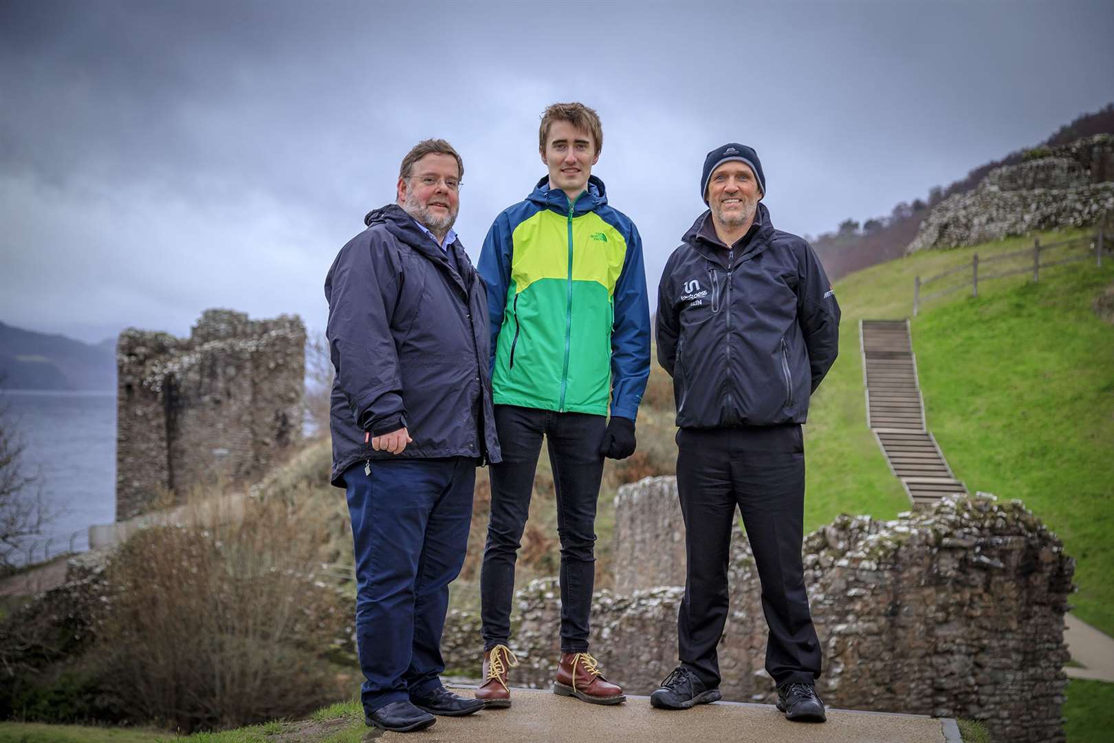 Euan Fraser, District Visitor and Community Manager (Urquhart Castle) at Historic Environment Scotland; Calum Smith, Social Enterprise and Events Lead at Àban Outdoor; and Colin Barber, Operations Manager at Loch Ness by Jacobite. Picture: Eoghan Smith