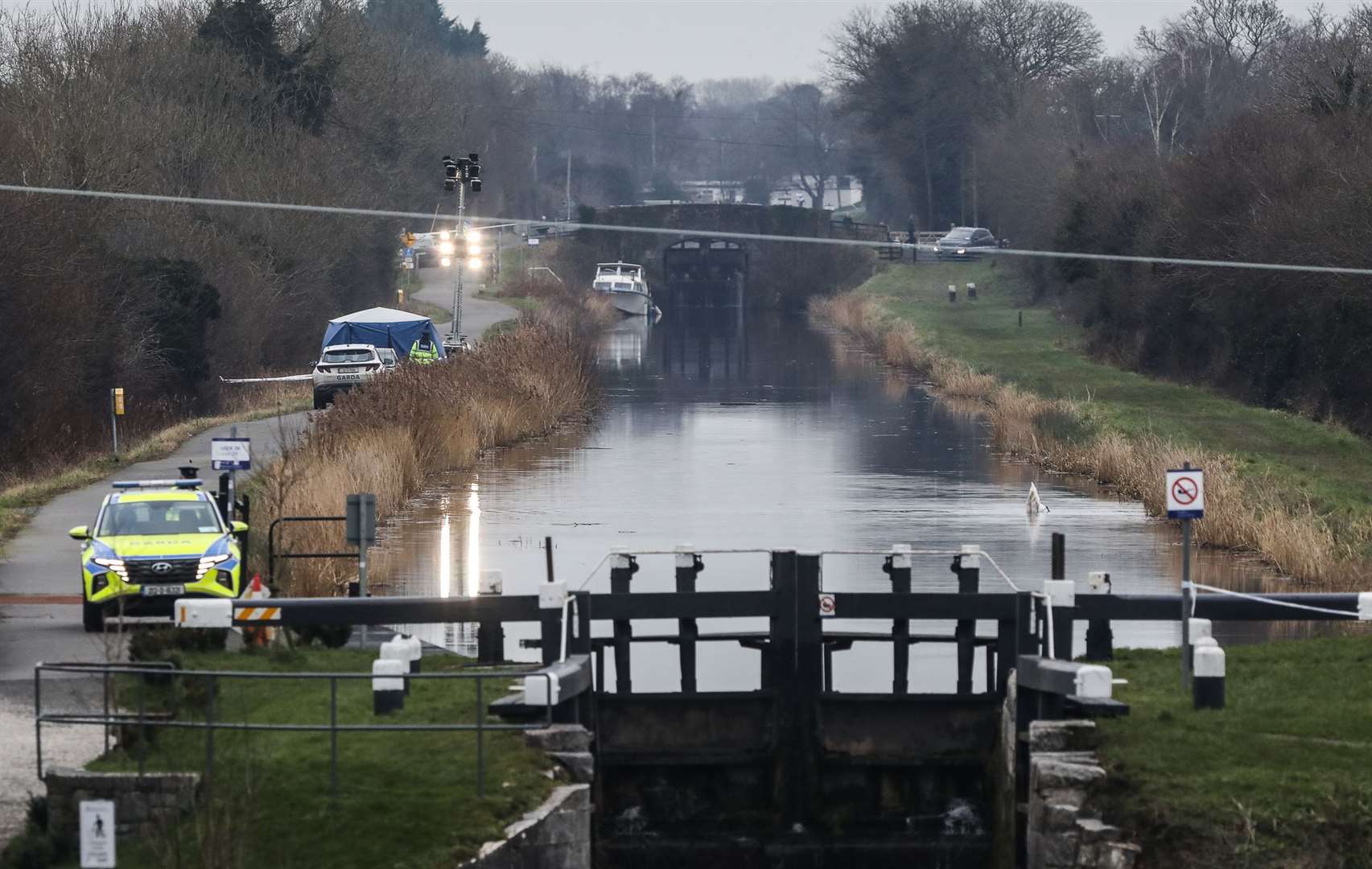 Garda carry out inquiries at the Grand Canal in Tullamore, County Offaly (Damien Eagers/PA)