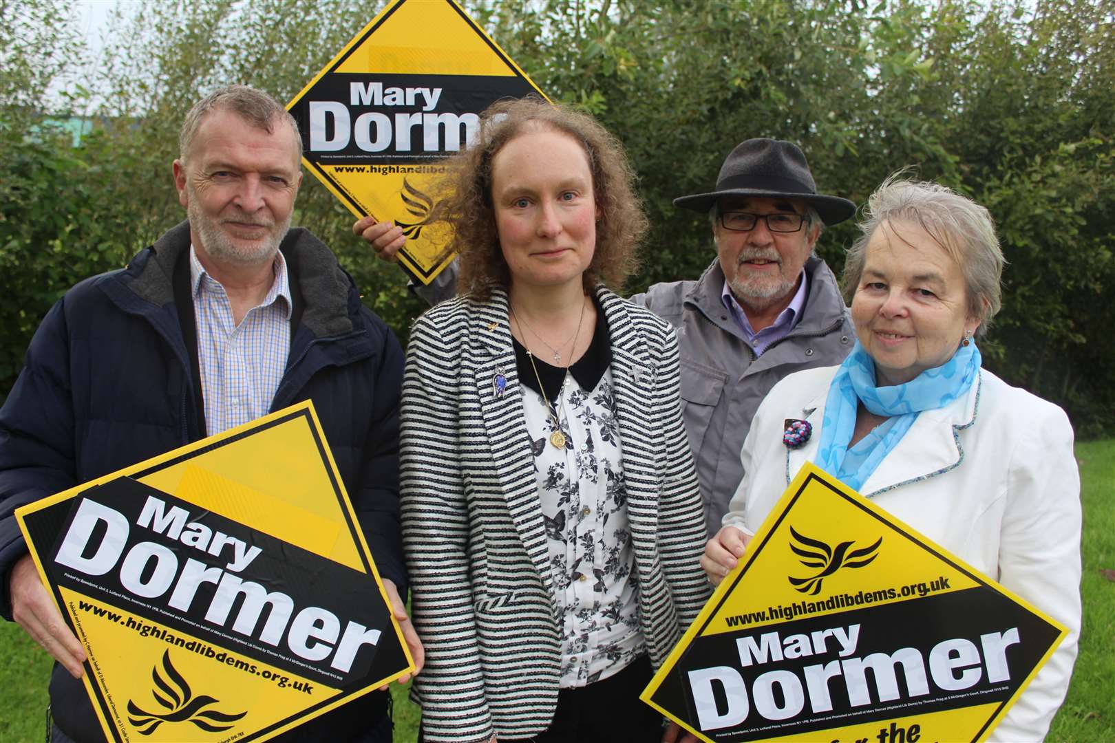 Mary Dormer (second left), with Highland councillors Alasdair Christie (left) and Trish Robertson, plus former councillor Thomas Prag.