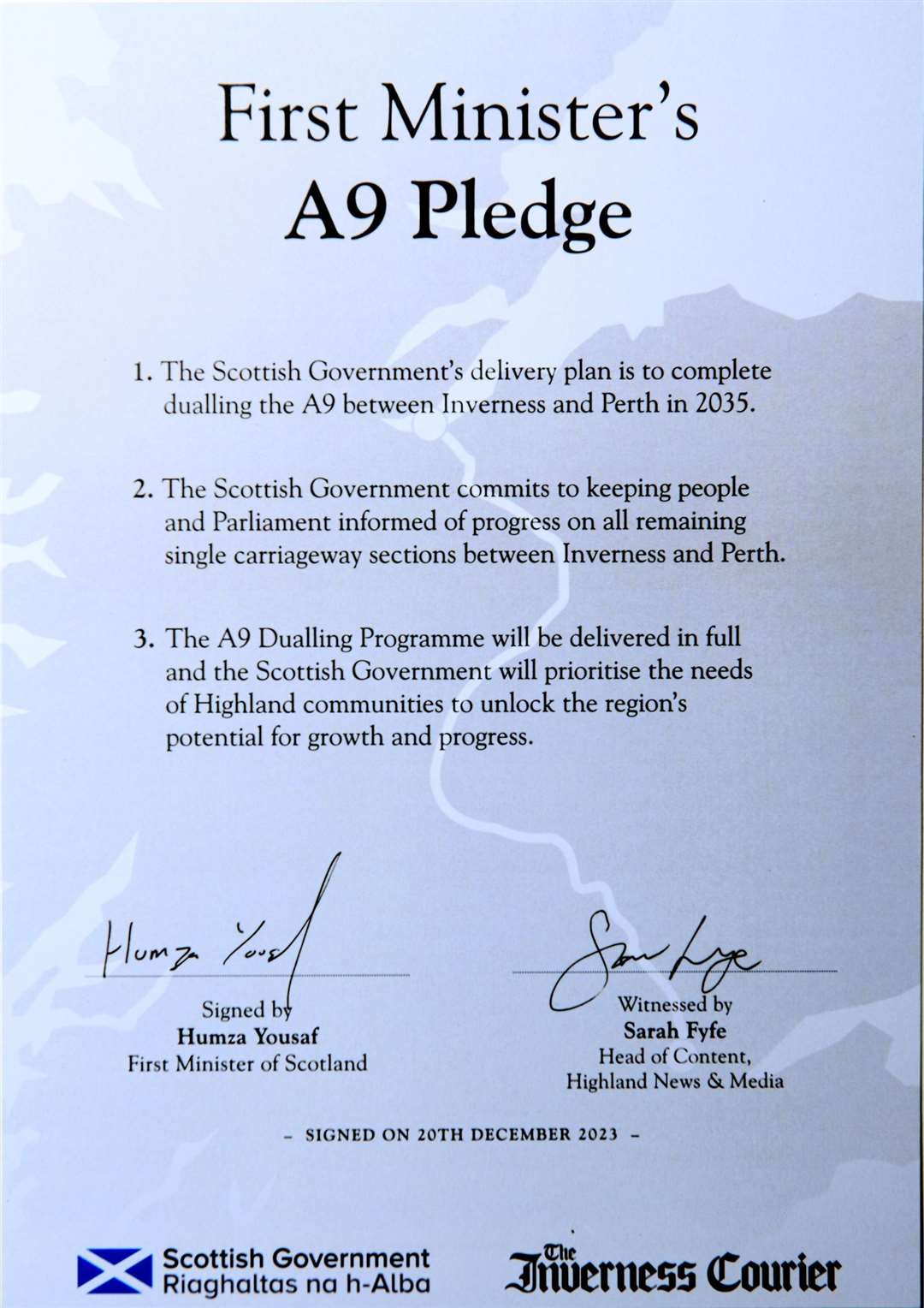 The First Minister's A9 Pledge.