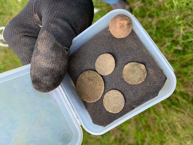 Some of the coins found.