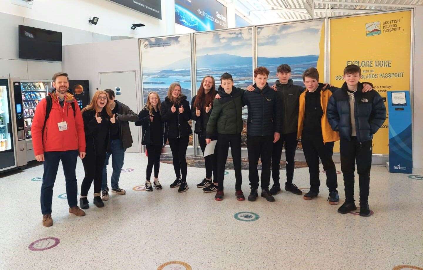 Glen Urquhart High School on their visit to Inverness Airport.