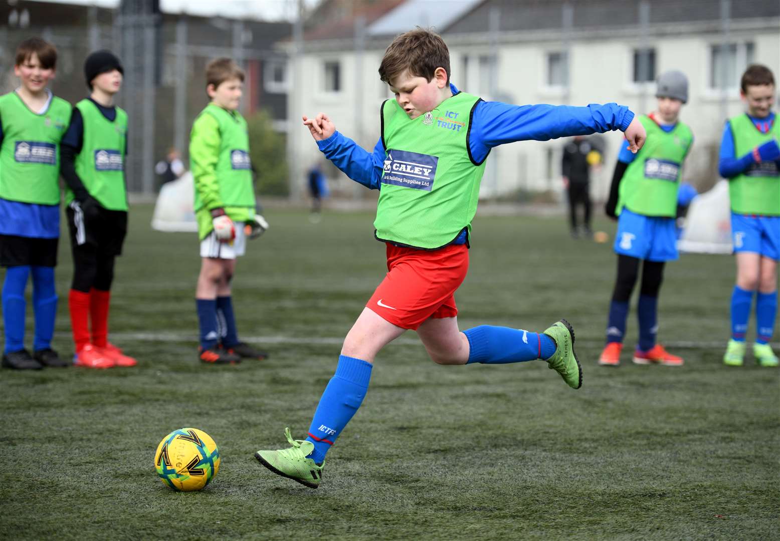 Caley Thistle Easter Camp at Millburn Academy: Trying to score a goal.  Pictured: James Mackenzie.