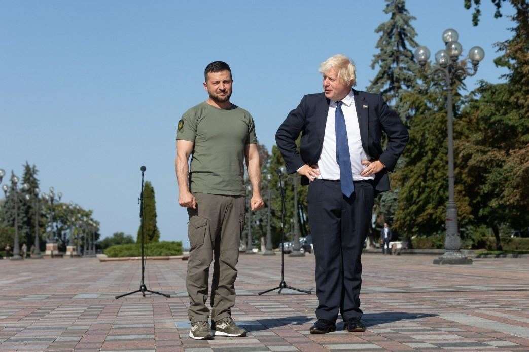 Volodymyr Zelensky and Boris Johnson in Kyiv (Ukrainian Presidential Press Office/PA)
