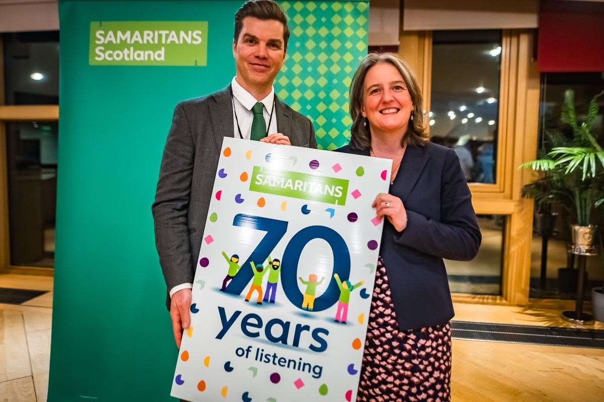 Samaritans' Neil Mathers with Maree Todd, who is also MSP for Caithness, Sutherland and Ross,