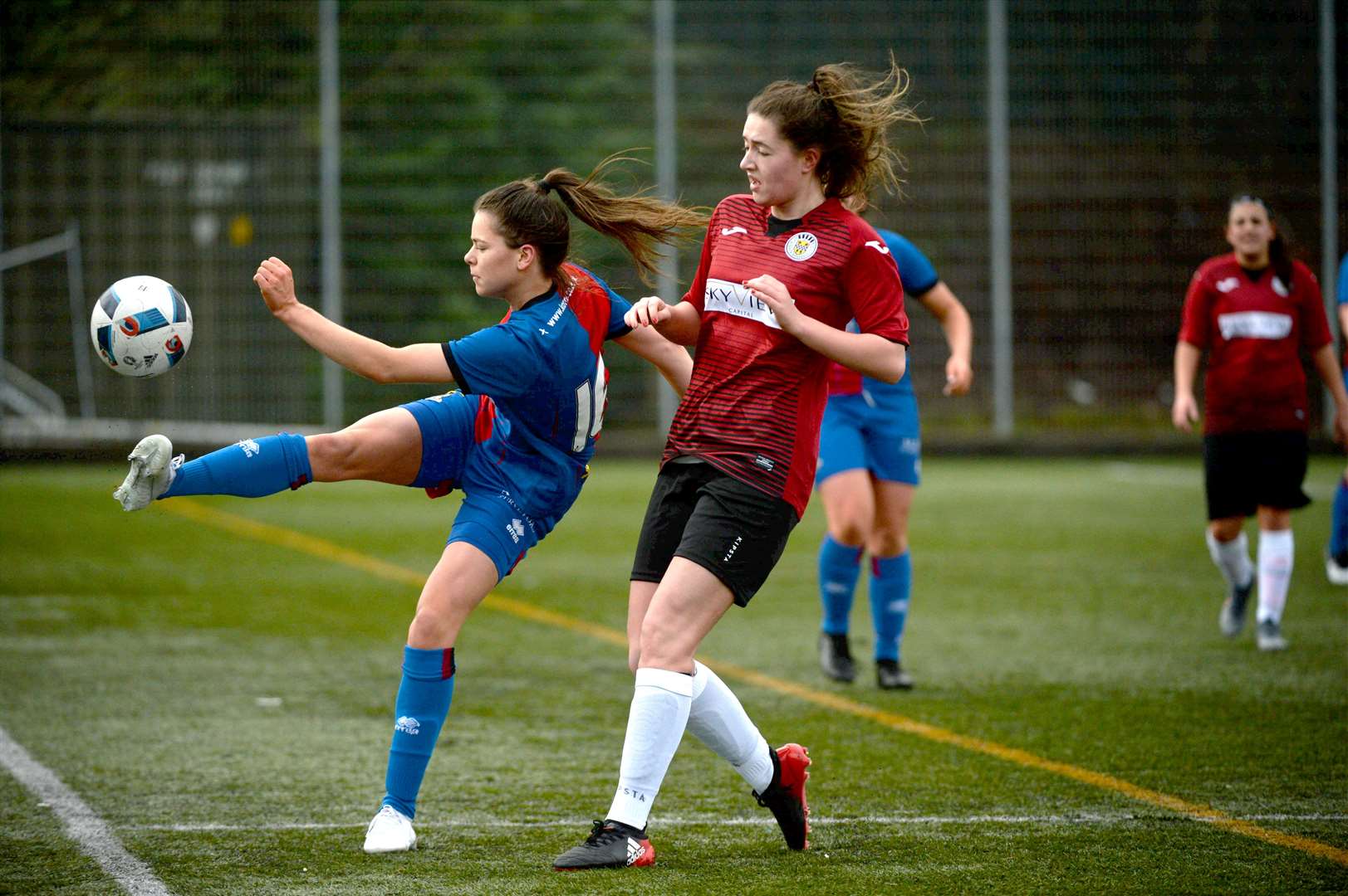 Inverness Caledonian Thistle Women v St Mirren Feb 2020..Jodie Malcolm keeping the ball in play..Picture: James MacKenzie..
