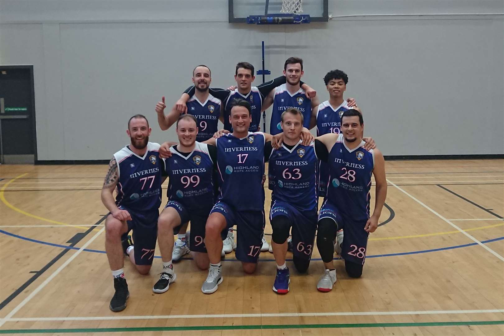 Inverness City Lions' depleted team that defeated Pleasance 81-61. Team from left to right...Back rowPeter Gounaris (Cpt), Maciej Splawski (Cpt), Hamish Young, Ralph Panlilio.Front rowRuaraidh MacLennan, Steven Ednie, Andy Pearson, Janis Bakis, Madars Baldins.
