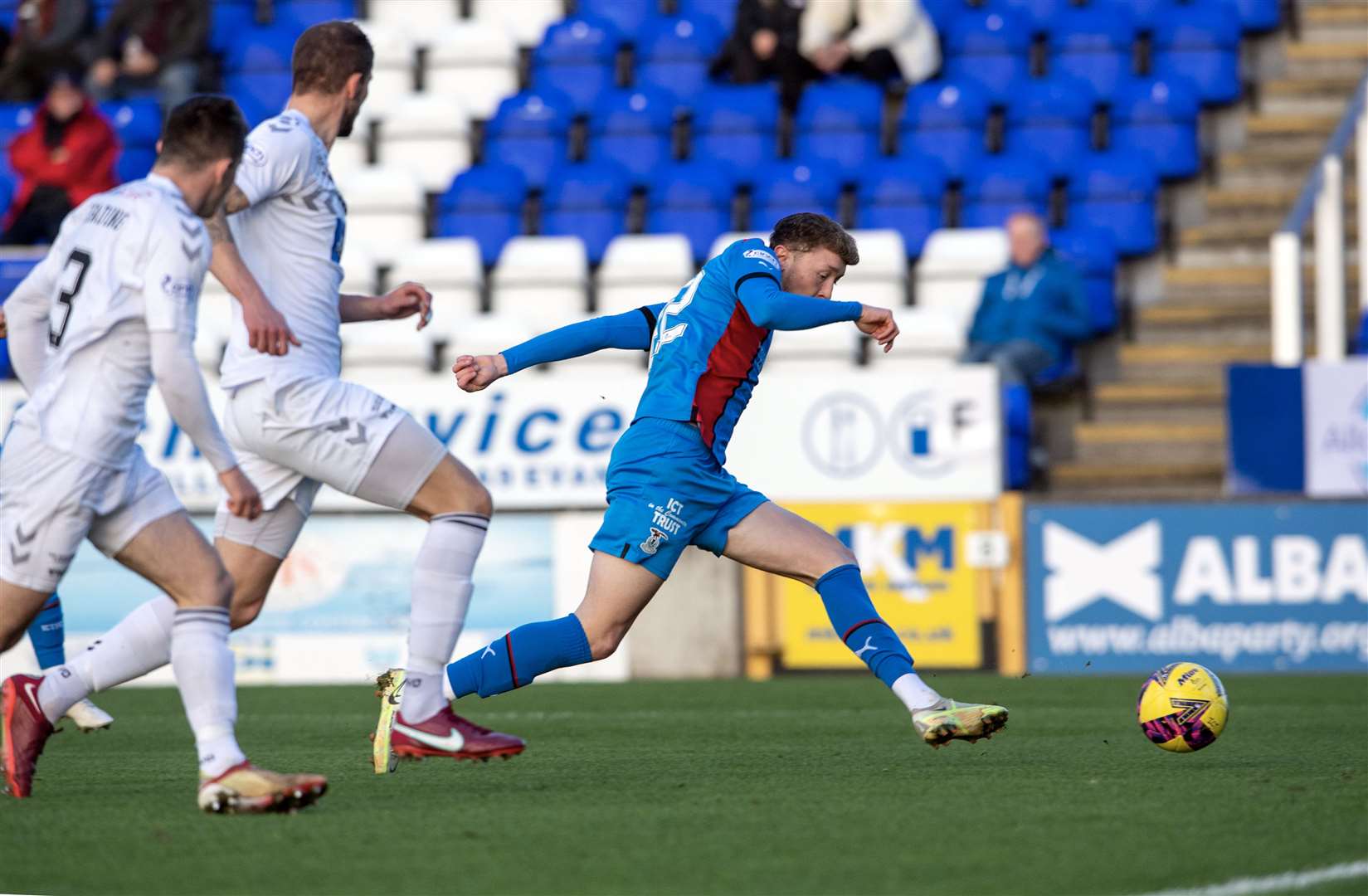Nathan Shaw was at the double for Caley Thistle as they earned a 2–2 draw against Ayr United. Picture: Ken Macpherson