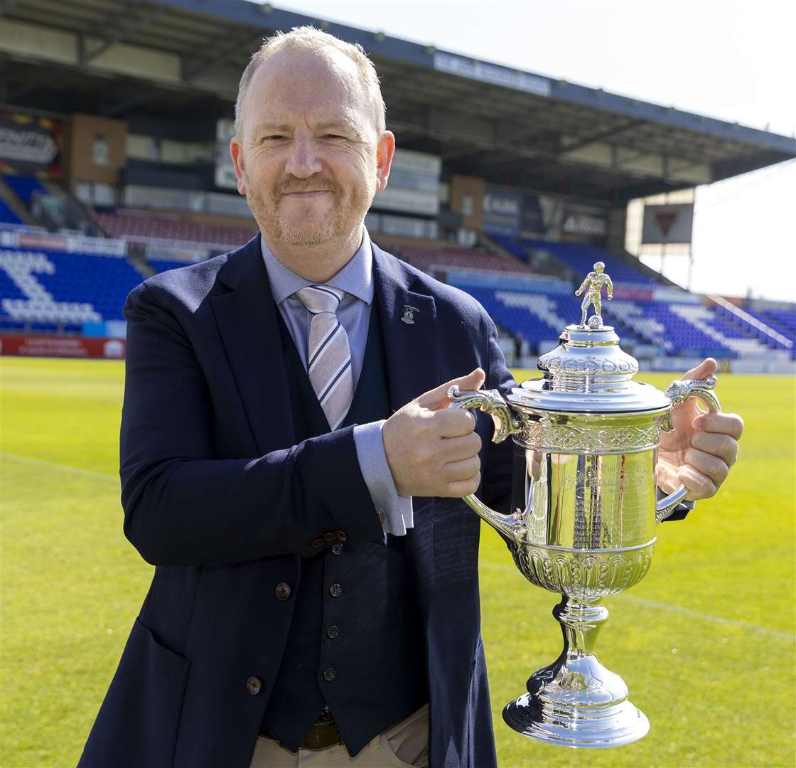 ICT CEO Scott Gardiner with the trophy before Saturday’s Scottish Cup Final against Celtic.