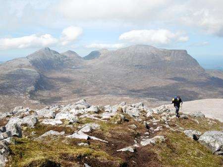 Quinag in the background on the way up Glas Bheinn.