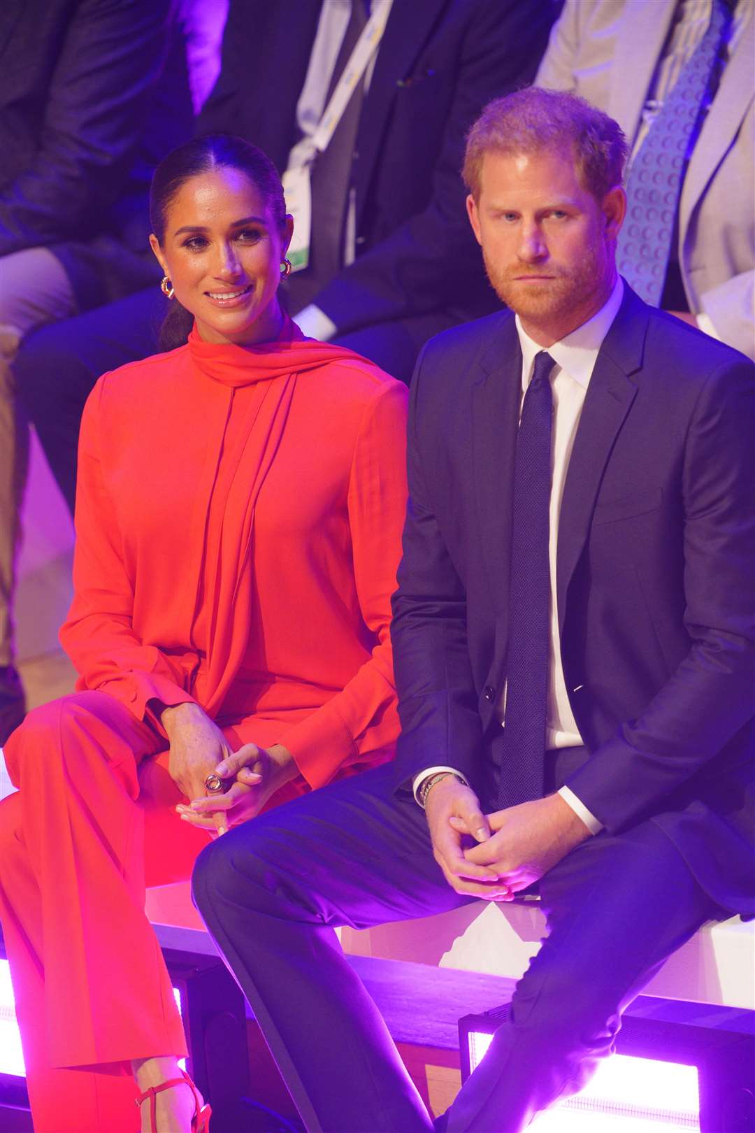 The Sussexes on stage (Peter Byrne/PA)