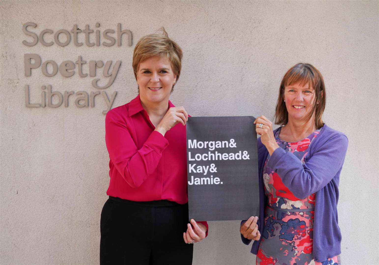 The former First Minister Nicola Sturgeon with poet Kathleen Jamie, fourth Makar or national poet, appointed in August 2021.