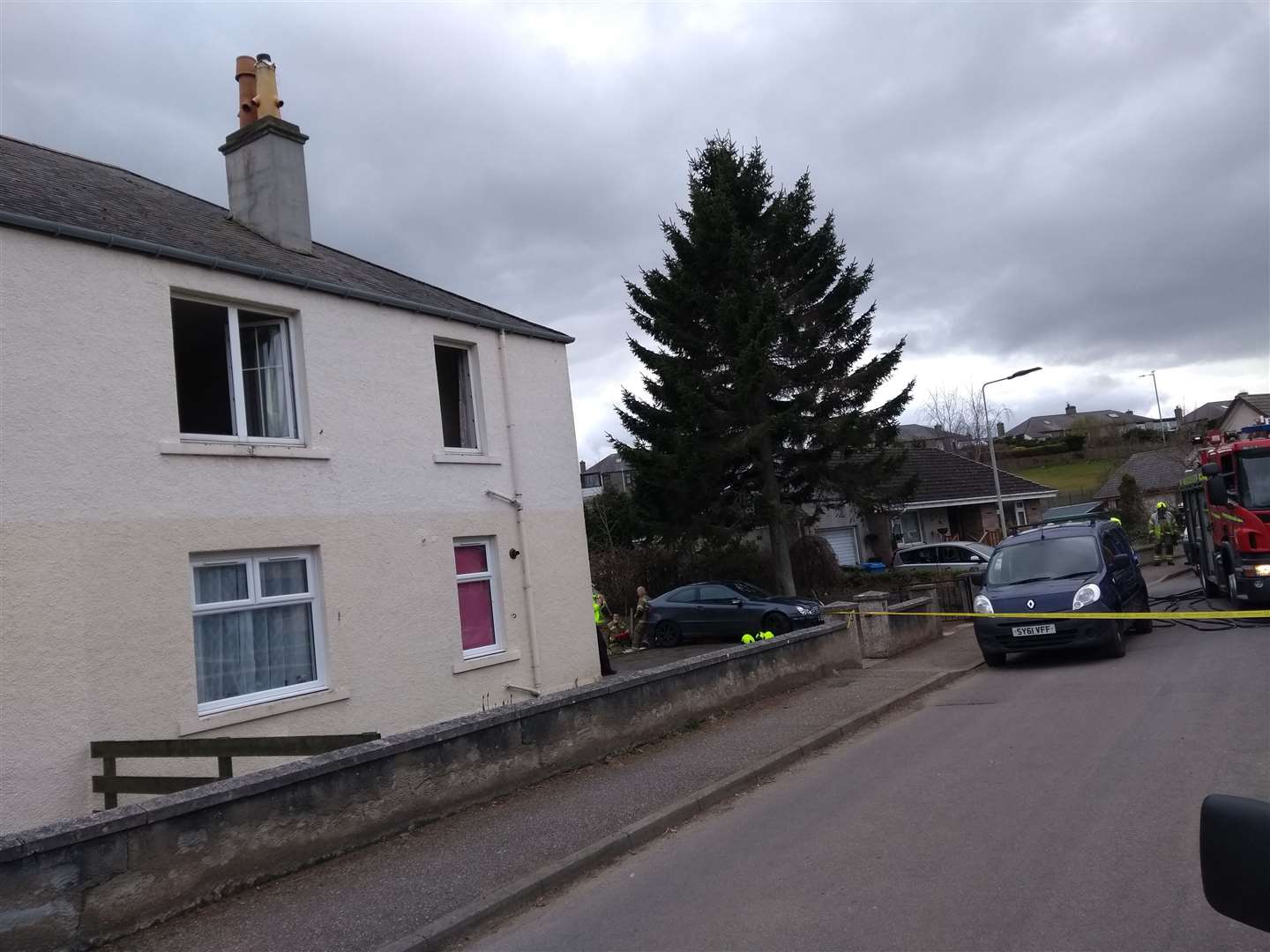 Man aged 99 rescued from house fire in Nairn.