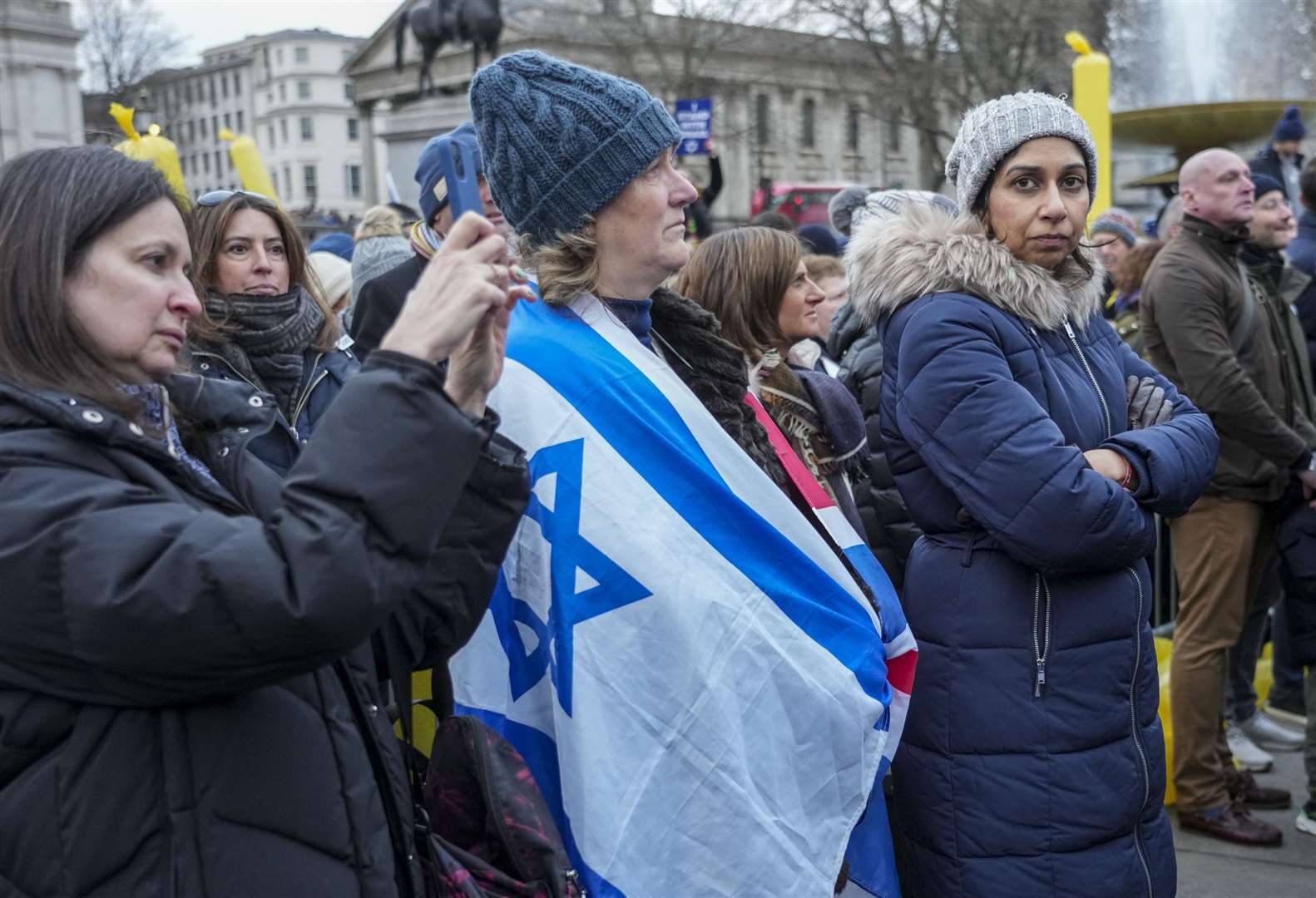 Former home secretary Suella Braverman in the crowd during a pro-Israel rally in Trafalgar Square on Sunday (Jeff Moore/PA)