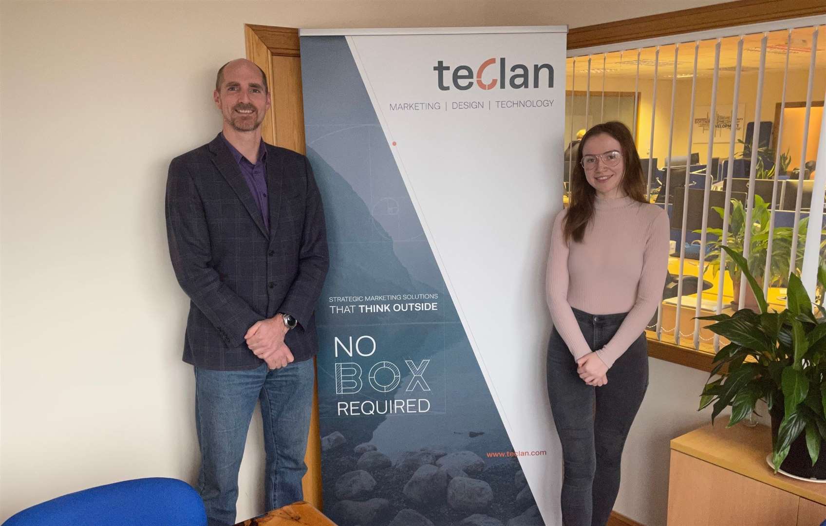 Teclan Managing Director Fergus Weir and Caitlin Maclean, who nominated the company in the Employee Choice category at the Living Wage Scotland Awards.