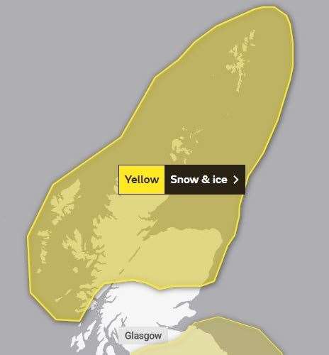 The yellow warning will now remain in force until midday on Friday. Picture: Met Office.