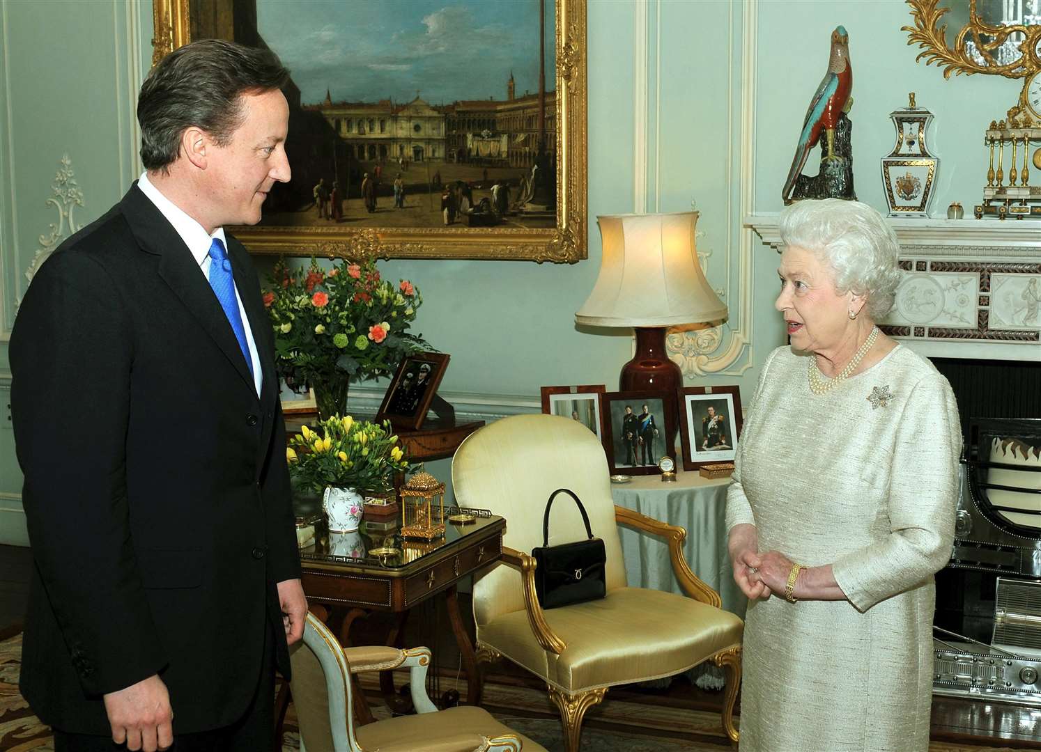 The Queen Elizabeth greets David Cameron at Buckingham Palace (John Stillwell/PA)
