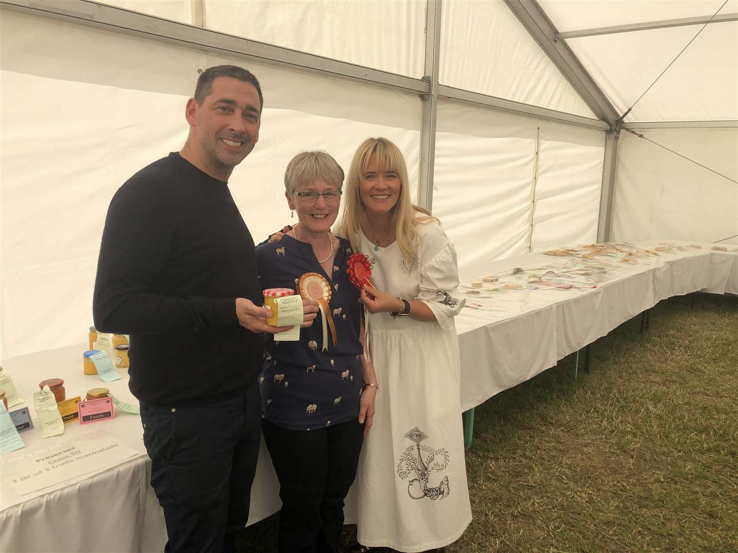 Edith Bowman and Colin Murray at the Nairn Show with local award winner Norma.