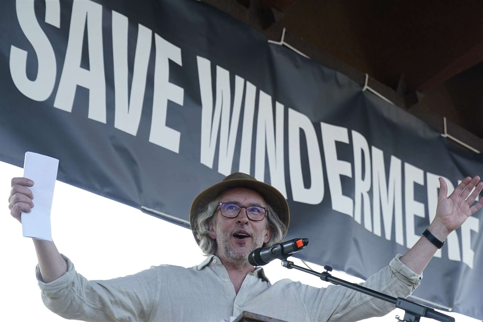 Steve Coogan during a Save Windermere – Stop the Sewage campaign (Danny Lawson/PA)