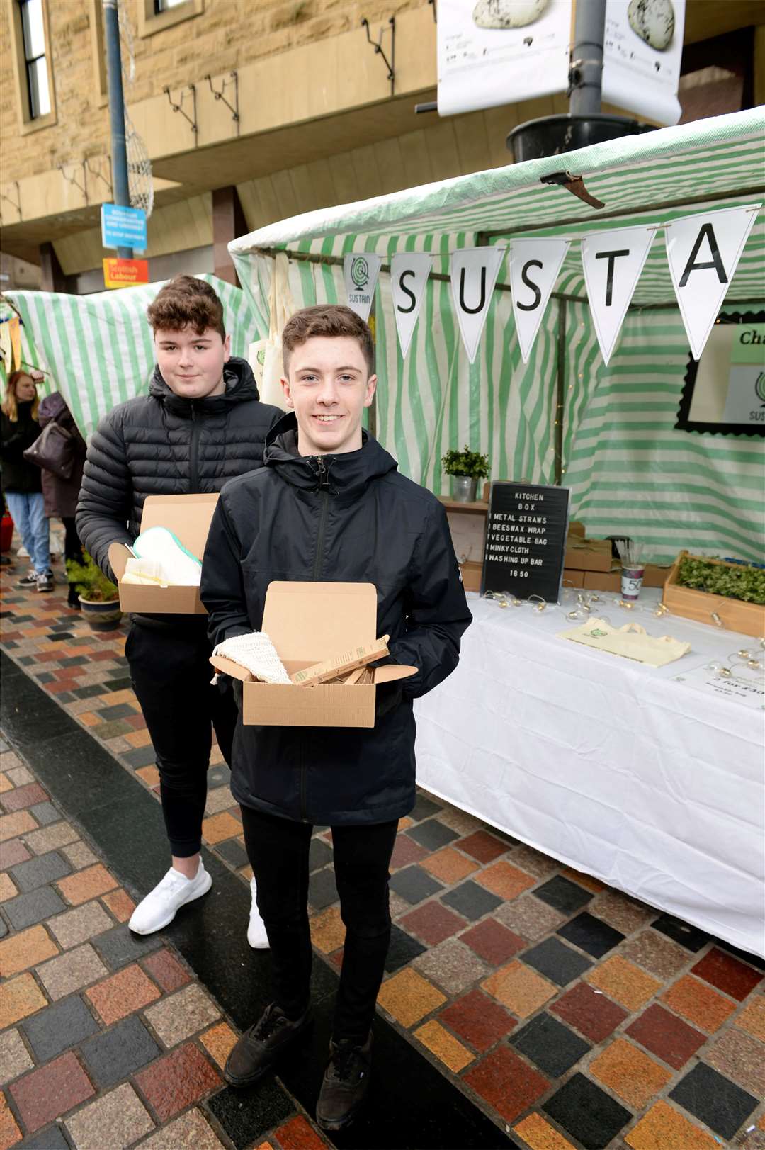Calum Daun and Grant Nixon from Inverness Royal Academy were selling a range of sustainable products.