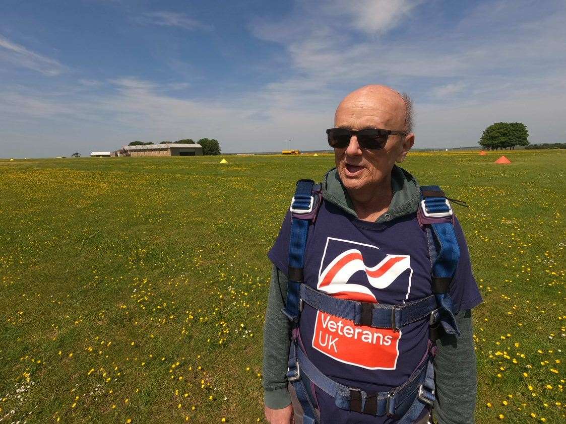 Mark Pile has raised over £3,000 for Blind Veterans UK from doing the skydive (Army Parachute Association Netheravon/PA)