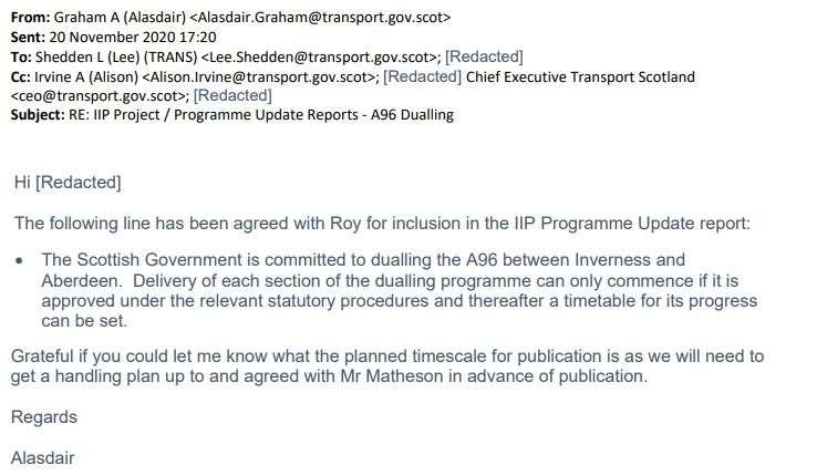 Transport Scotland chief executive Alasdair Graham confirms that the 2030 pledge has been dropped from the report.