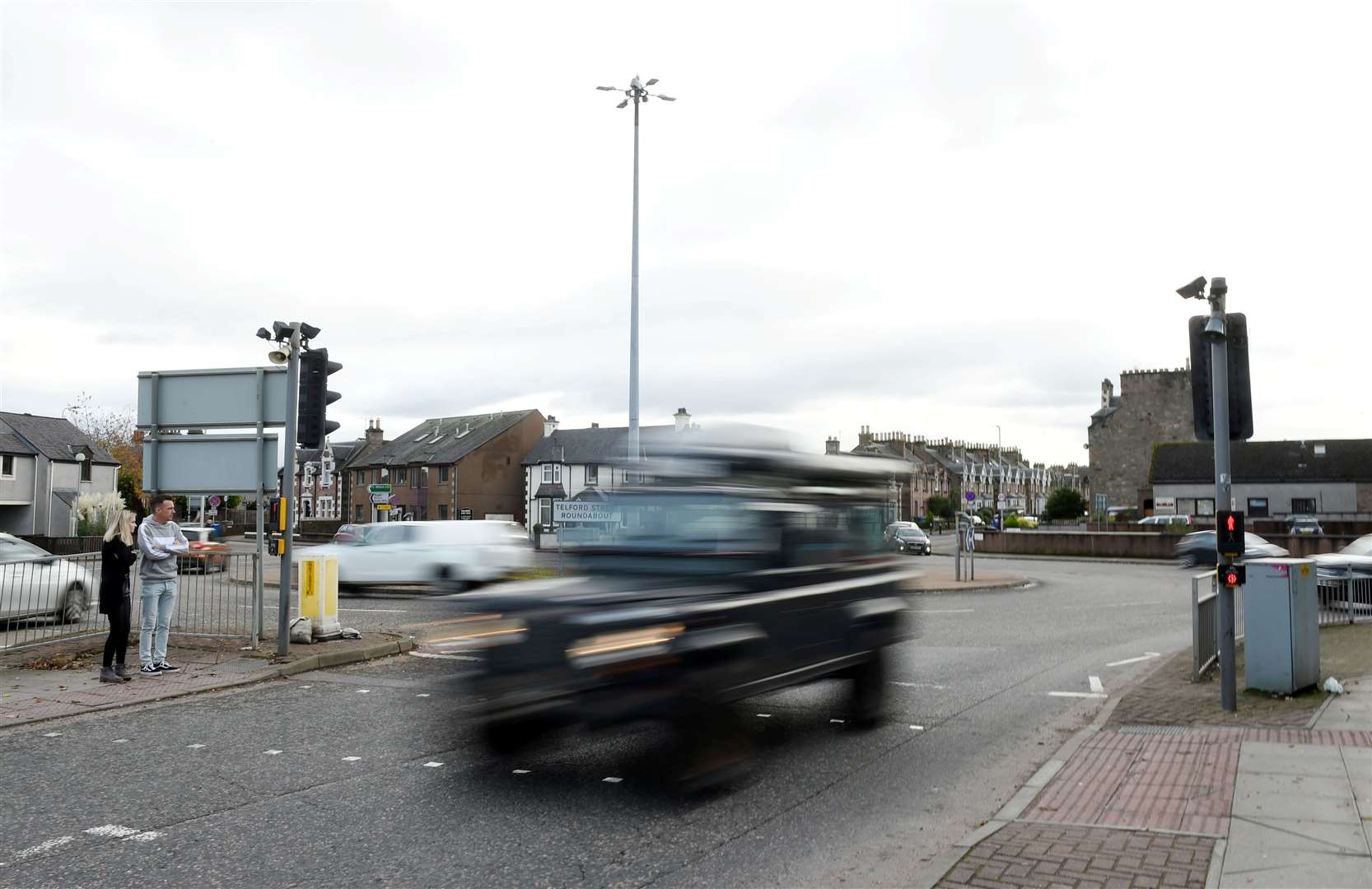 The busy Telford Street roundabout.