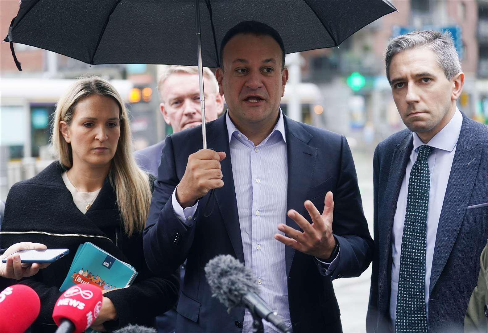 Minister for Justice Helen McEntee (left) and Minister for Further and Higher Education Simon Harris are among those tipped to succeed Leo Varadkar (centre) (Brian Lawless/PA)