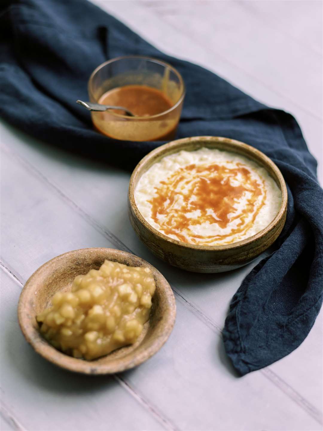 Rice pudding with apple compote and milk jam. Picture: Alexander J Collins/PA
