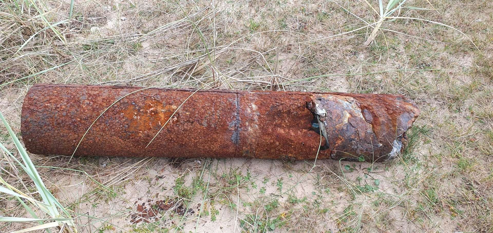 Laura Walsh's pic of the suspected unexploded wartime ordnance found at Culbin Forest north-east of Nairn