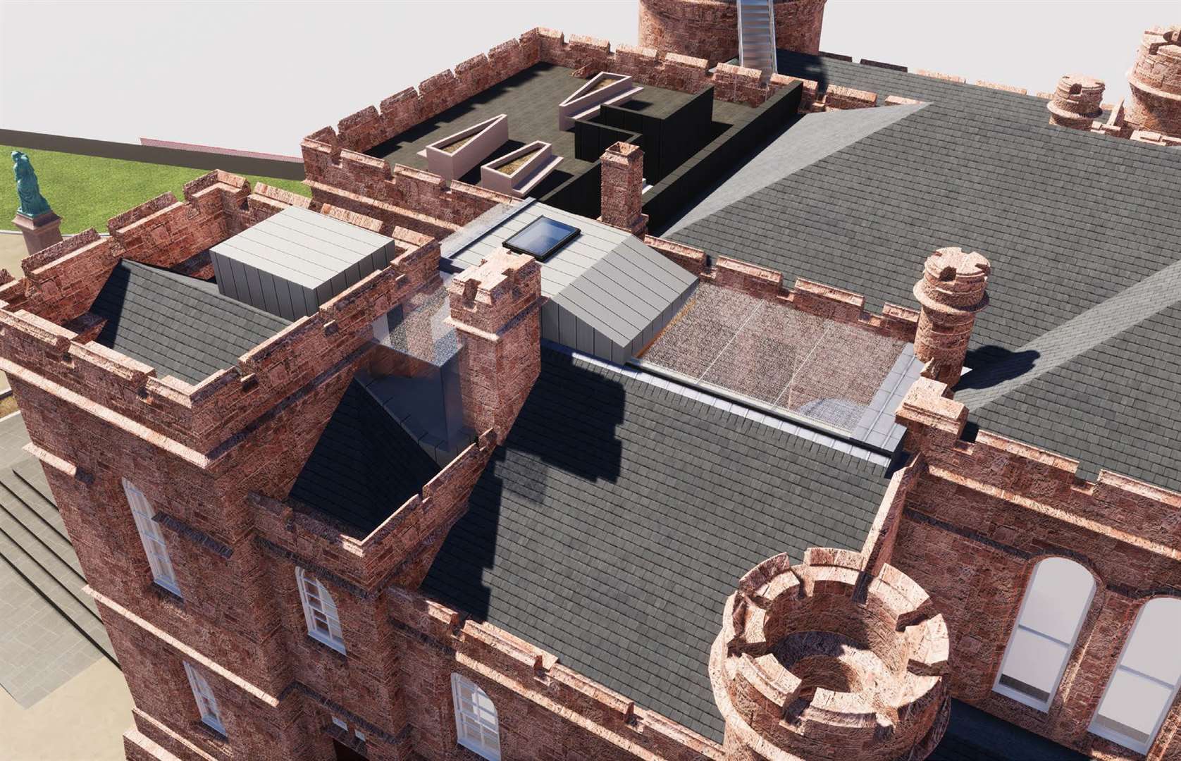 A bird's eye view of the proposed roof terrace at Inverness Castle.