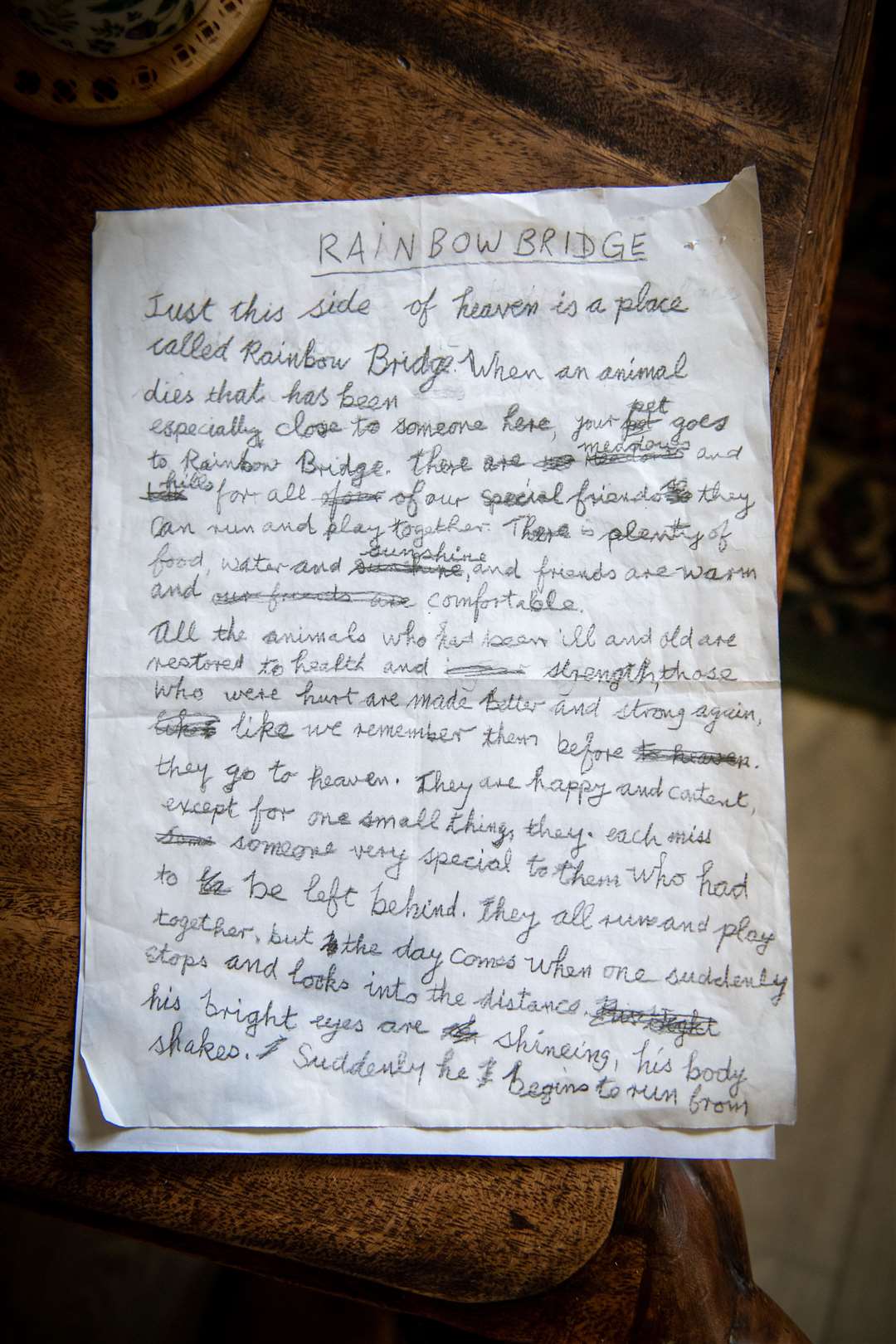 The original poem handwritten by Edna. Picture: Callum Mackay.
