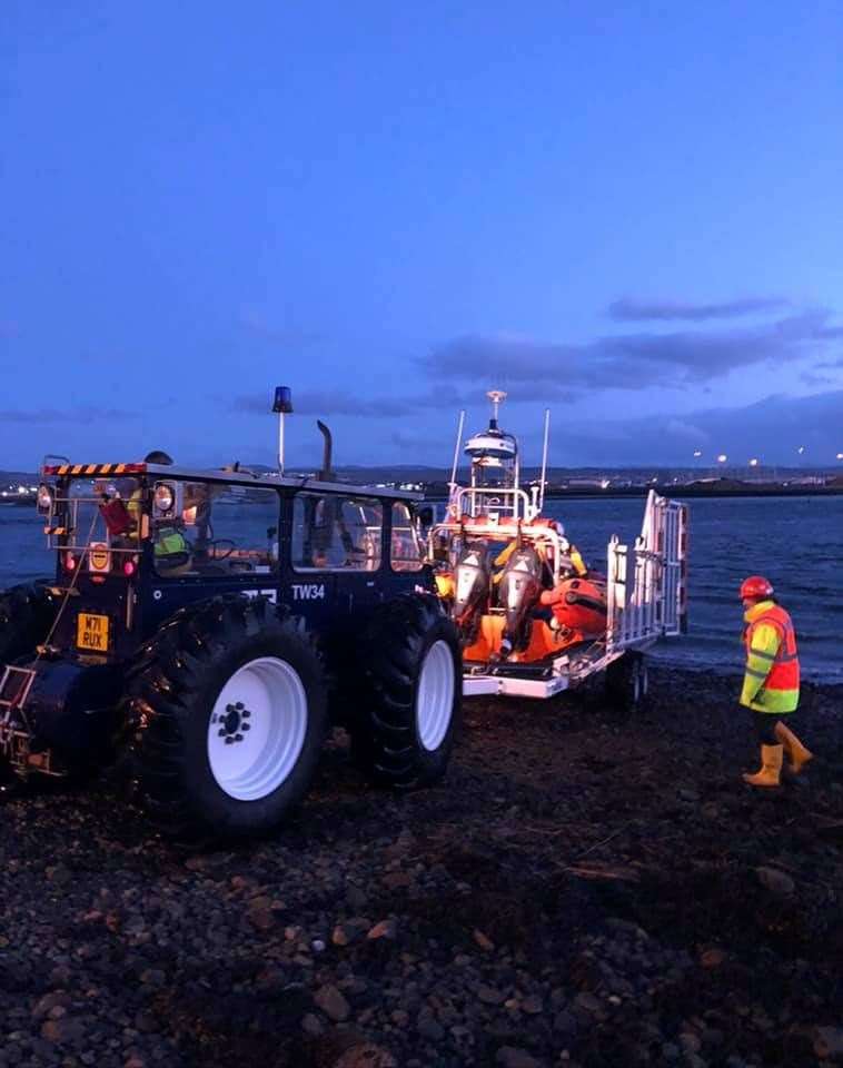The Kessock lifeboat on the shores of the Beauly Firth in the early hours. Picture: RNLI.
