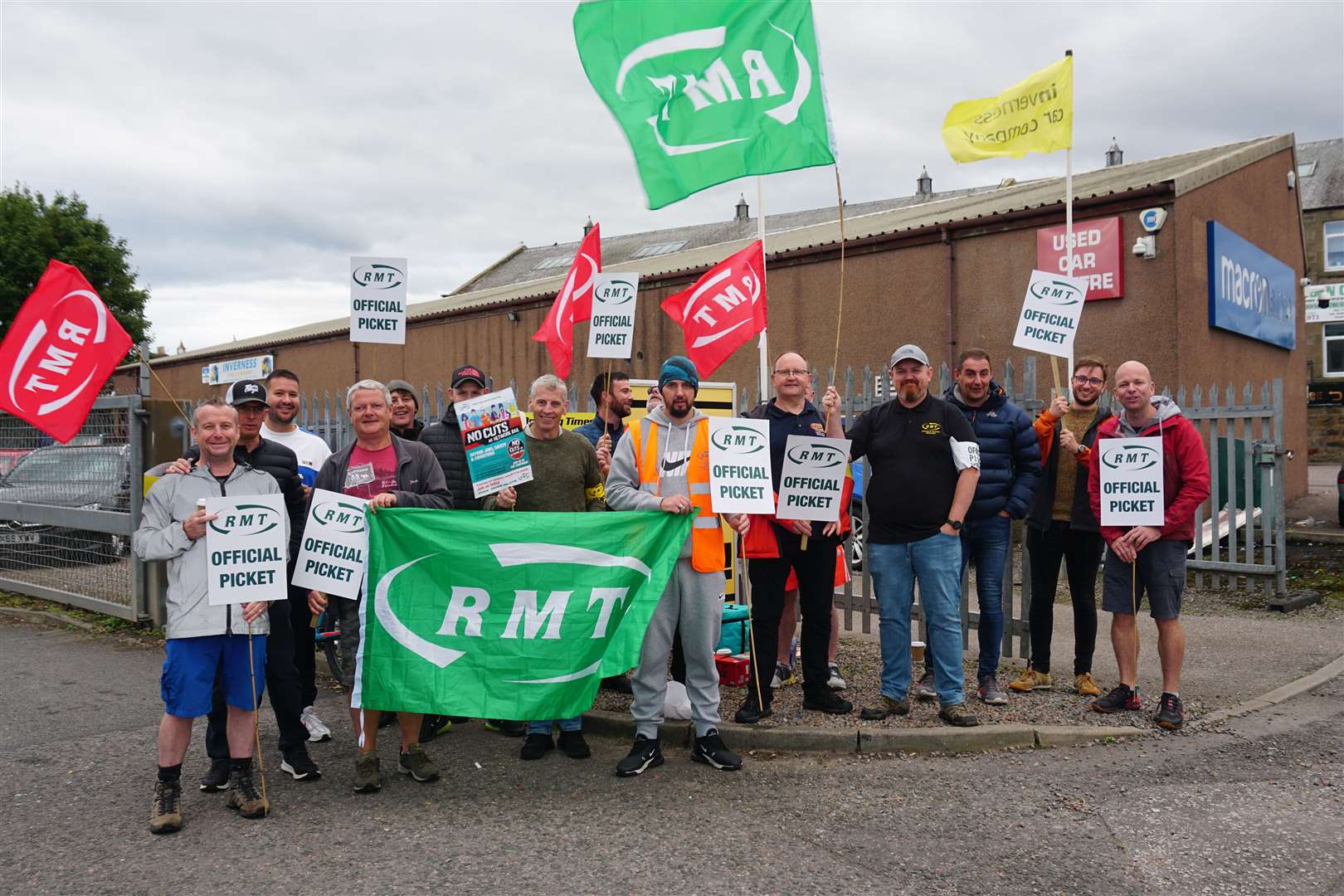RMT Members picketing near the train Depot on the Longman road in Inverness. Pictures: Federica Stefani