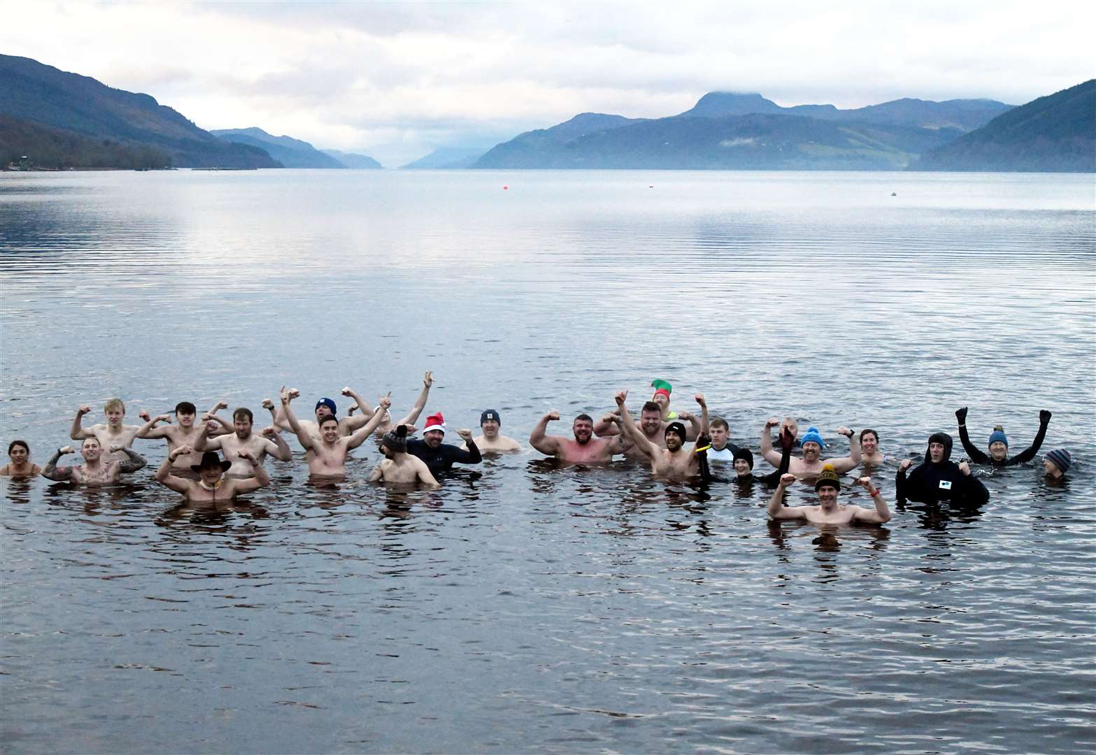 More than 30 people took part in the dip. Picture: James Mackenzie.