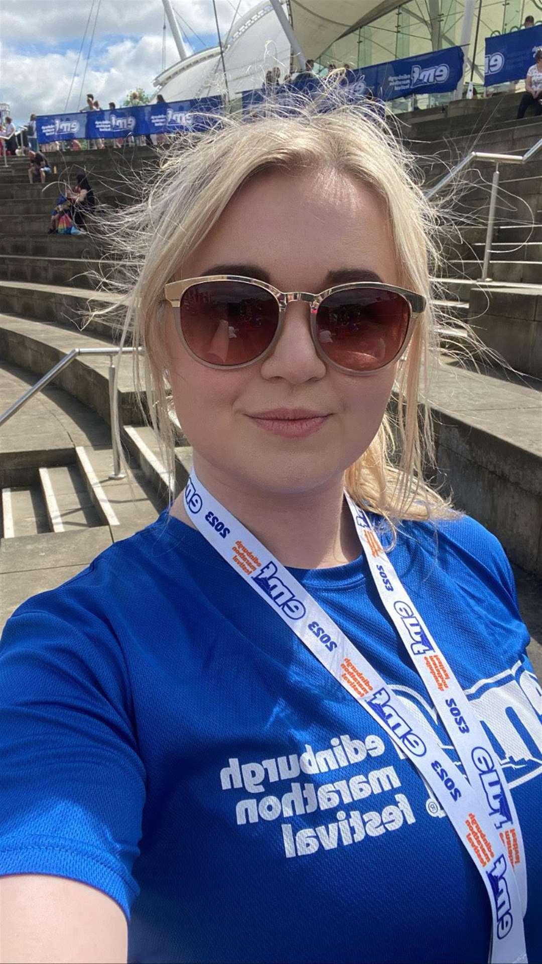 Eilidh Macleod after completing the Edinburgh Marathon Festival to raise money for the Mental Health Foundation.