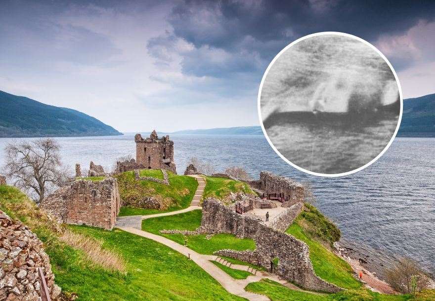 Loch Ness and inset the image taken in 1933.