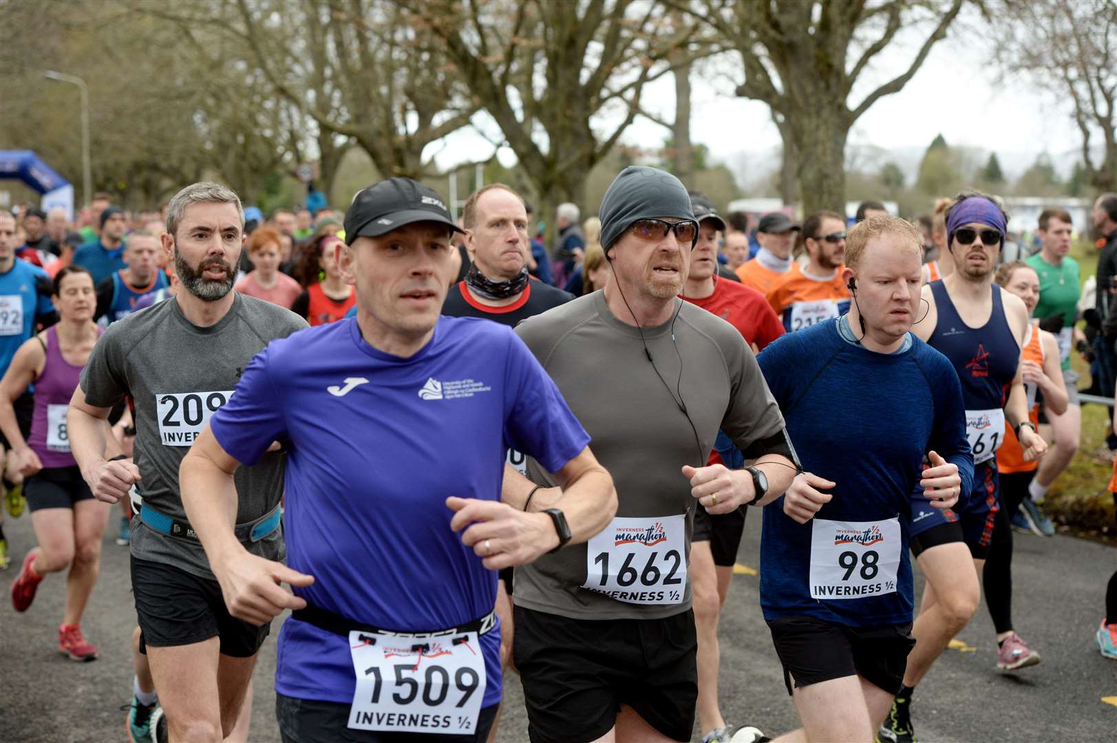 Inverness Half Marathon and 5km run March 2020..David Tilbury, Archie Prentice and James Paterson..Picture: James MacKenzie..