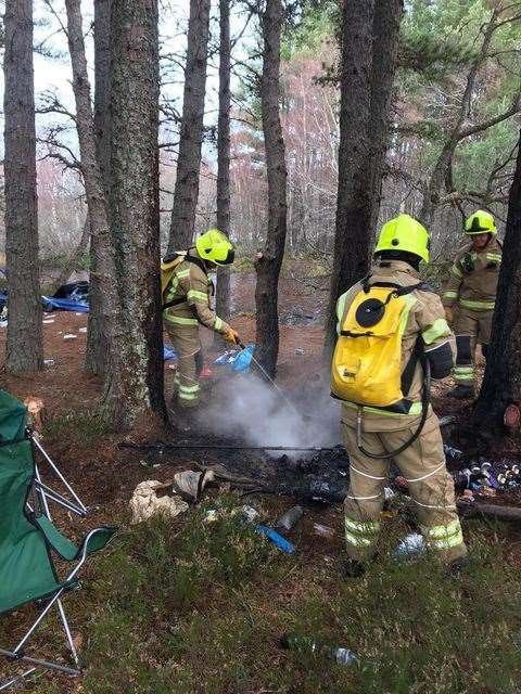 Kingussie firefighters deal with the aftermath of a dirty camper visit at Loch Morlich
