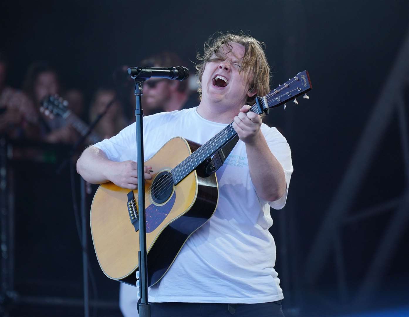 Lewis Capaldi performing on the Pyramid Stage, at the Glastonbury Festival at Worthy Farm in Somerset. Picture date: Saturday June 24, 2023.