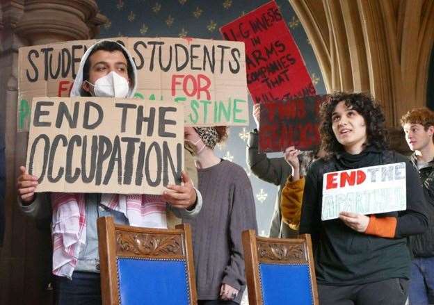 Students at University of Glasgow protest over the establishment’s investments (Lachlan Macrae/PA Wire)
