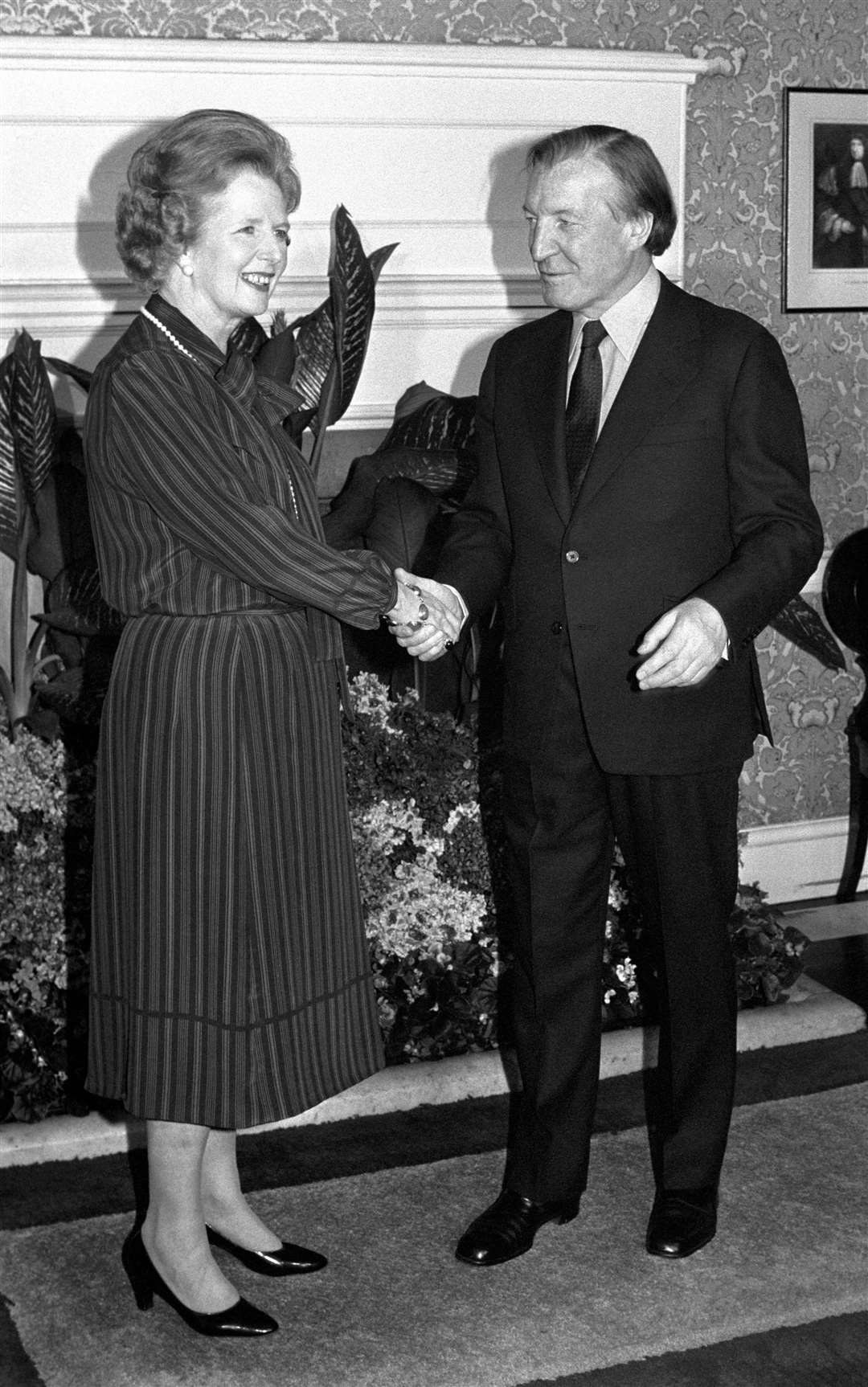 Margaret Thatcher meets Charles Haughey (PA)