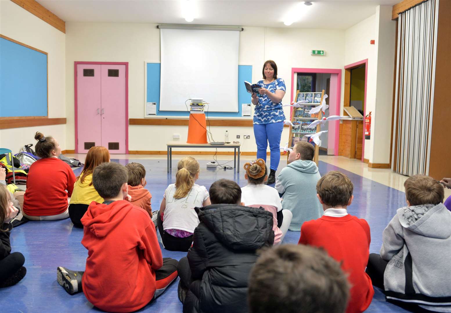 Children from Duncan Forbes Primary School join children's author Barbara Henderson for an event at Culloden Library.