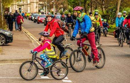 Families were among the 120 riders out to enjoy the city’s first Pedal on Parliament event on Saturday.