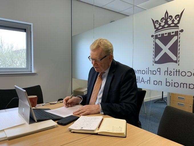 Scottish Conservative leader Jackson Carlaw took part in the online debate from his office. Credit: Twitter @Jackson_Carlaw
