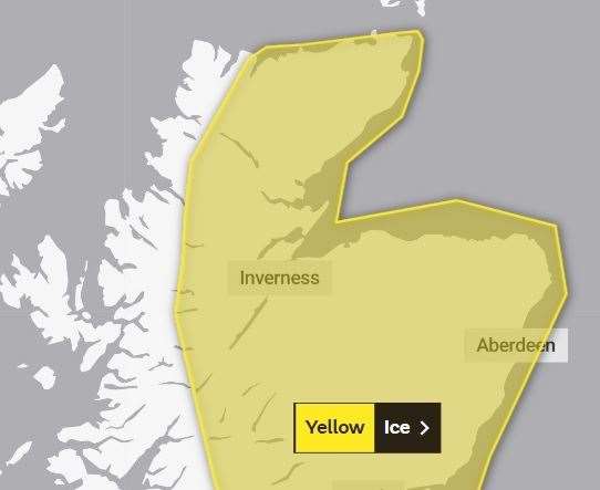 The new warning covers large parts of the Highlands and beyond. Picture: Met Office.