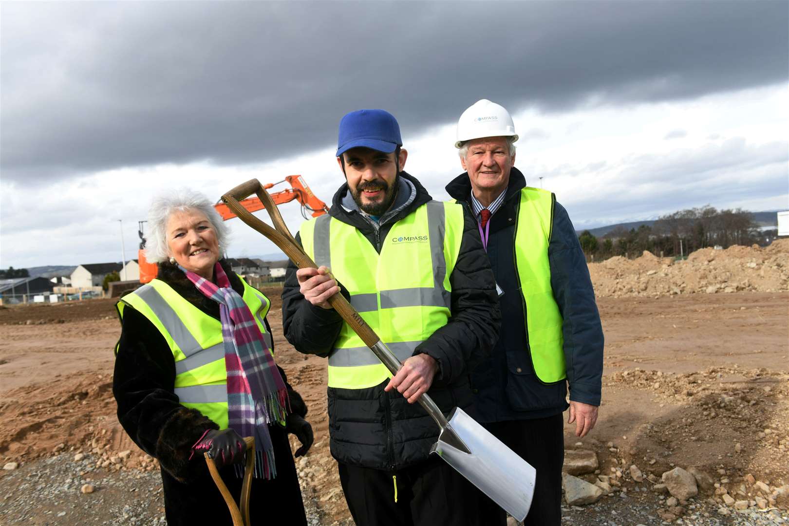 Elsie Normington and her son, Andrew, celebrate the start of work on the Haven Centre with David Sutherland earlier this year.