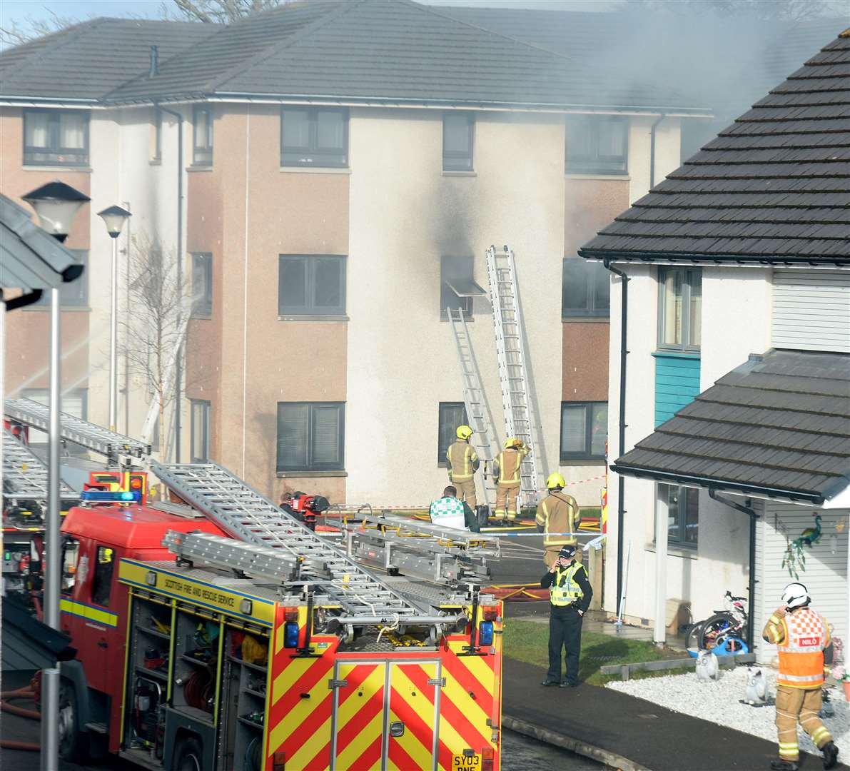 Police and fire service attend a property fire. Picture: Gary Anthony