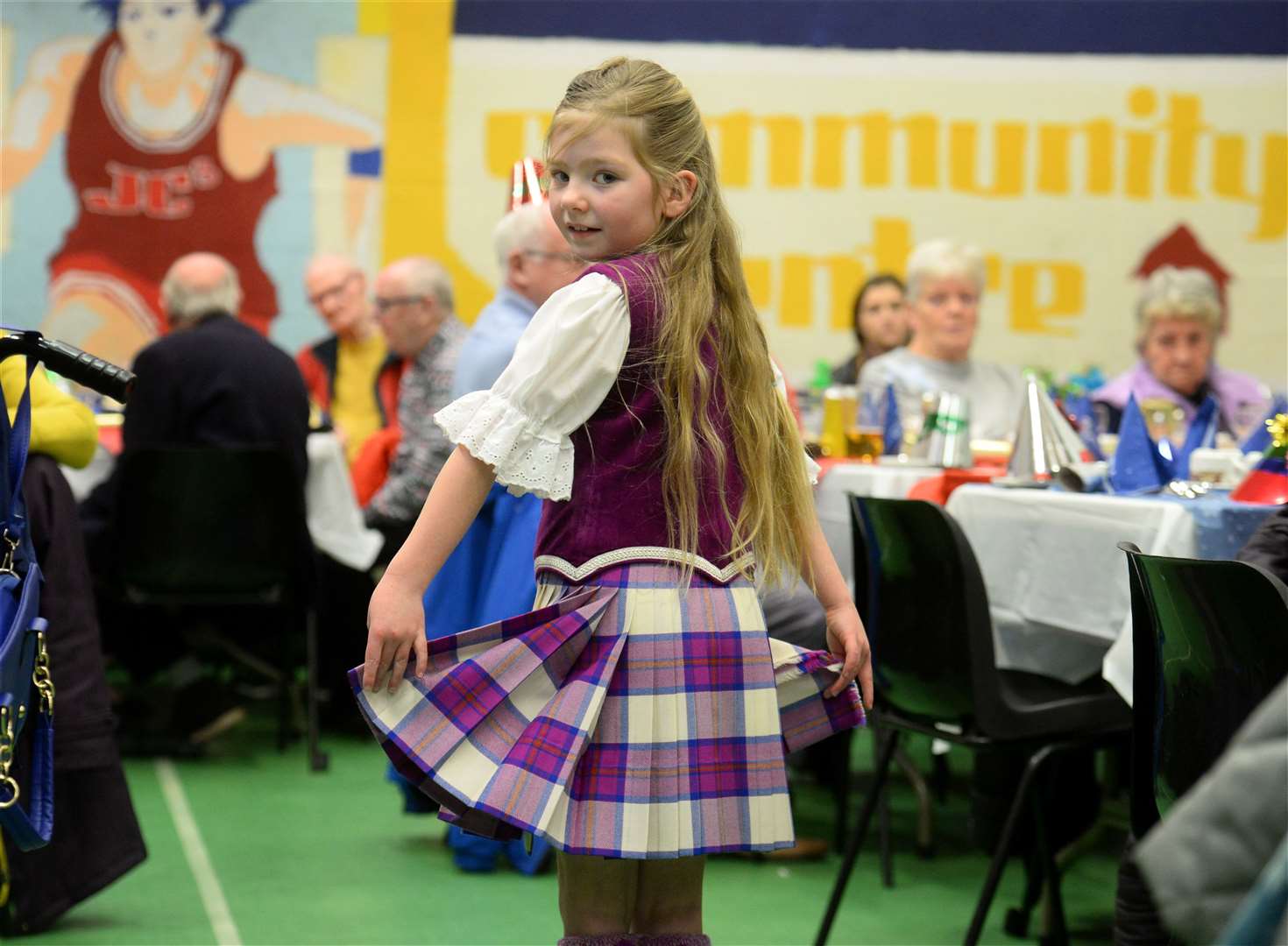 Dalneigh Pensioners Christmas Dinner: Maggie Strachan prepares to dance. Picture: Gary Anthony.