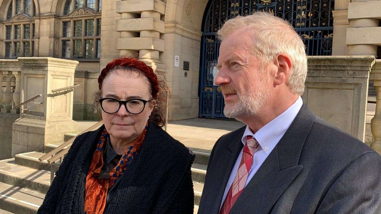 Charles and Liz Ritchie speaking outside Sheffield Town Hall (Dave Higgens/PA)